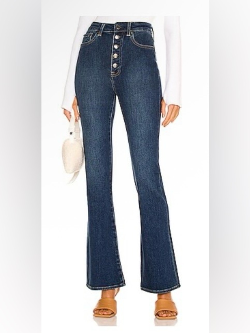 pistola Dark Blue High-Rise Button-Fly Flare Jeans